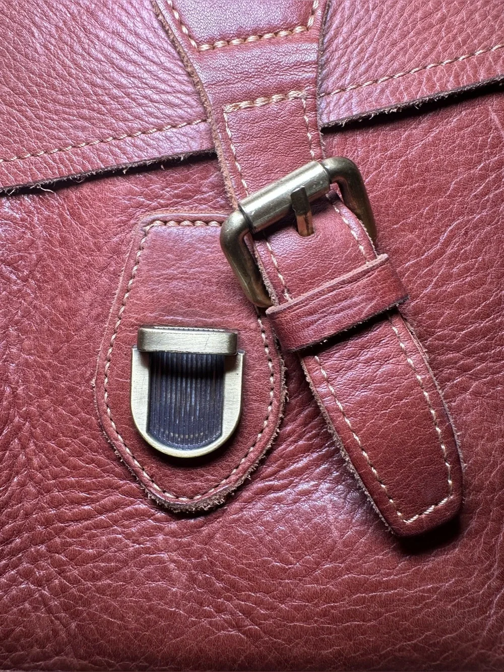 Duluth‎ Trading Co Full Grain Leather Briefcase Laptop Brown Saddle Messenger